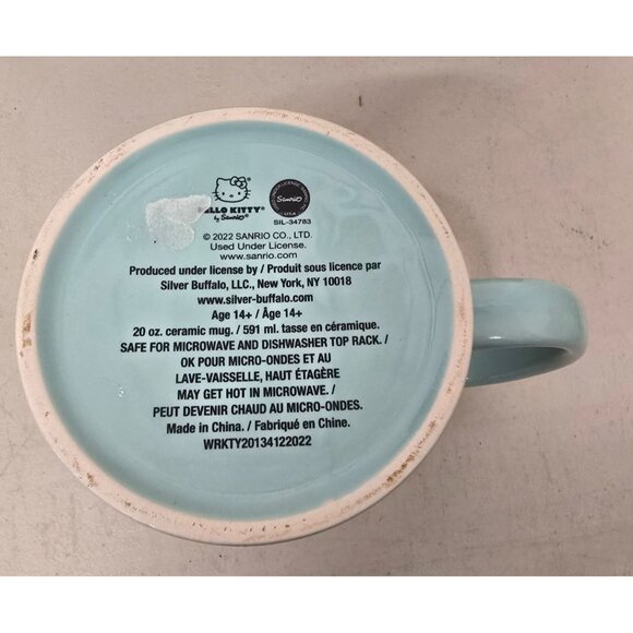 Hello Kitty Ceramic Mug Multi-Colored Bow Print Pastel Blue Pink Interior - Picture 5 of 7